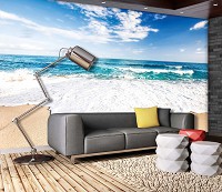 Флізелінові 3д фотошпалери хвилями фото море 416x254 см Пляж та тихий океан (10218VEXXXL) +клей