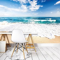 Пейзаж флизелиновые фотообои 3д Ландшафт Небо Облака Море Пляж и тихий океан (10218V)+клей