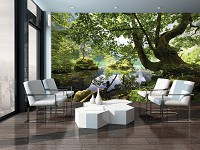 Флизелиновые фото обои лес 312x219 см 3д Деревья Пейзаж Природа Река (10222VEXXL)+клей - вид 7 миниатюра