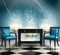 Флизелиновые фотообои для зала 3д цветы 416x290 см Три магические лилии и капли воды (10224VEXXXXL) +клей