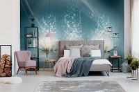 Флизелиновые фотообои абстракция в интерьере 3D цветы 254x184 см Три магические лилии и капли воды (10224V4)+клей