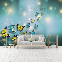 Популярні флізелінові фотошпалери 416x254 см 3D Жовті та сині метелики (10225VEXXXL)+клей - вид 8 мініатюра
