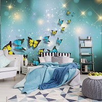 Популярні флізелінові фотошпалери 416x254 см 3D Жовті та сині метелики (10225VEXXXL)+клей - вид 9 мініатюра