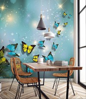 Популярні флізелінові фотошпалери 416x254 см 3D Жовті та сині метелики (10225VEXXXL)+клей - вид 10 мініатюра