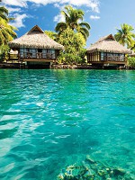 Флізелінові фотошпалери з морем 3Д Природа Ландшафт 206x275 см Мальдіви - бунгало на березі океану (10228VEA)+клей - вид 1 мініатюра