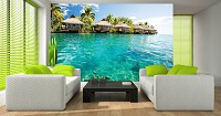 Флізелінові 3д фотошпалери з морською тематикою 368x280 см Мальдіви - бунгало на березі океану (10228V10) +клей - вид 5 мініатюра