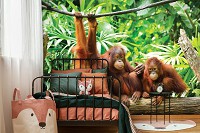 Природа флизелиновые фотообои 3Д Животные 368x254 см Обезьяны в джунглях (10230V8)+клей