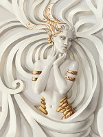Флизелиновые фотообои с девушками 206x275 см 3D Барельеф Женщина медуза с золотом (10232VEA)+клей - вид 1 миниатюра