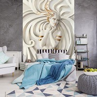 Флизелиновые фотообои искусство 184x254 см 3D Барельеф  Женщина медуза с золотом (10232V4A)+клей