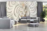 Искусство флизелиновые фотообои 3D Барельеф Женщина медуза с золотом (10232V)+клей