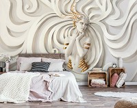 Искусство флизелиновые фотообои 368x254 см Барельеф Женщина медуза с золотом (10232V8) +клей