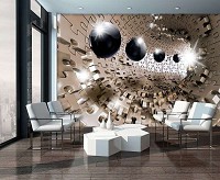 Флизелиновые фотообои 416x254 см 3D черные шары в тоннеле из пазл (10233VEXXXL)+клей