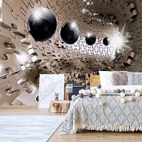 Флизелиновые фотообои 254x184 см 3D черные шары в тоннеле из пазл (10233V4)+клей - вид 8 миниатюра
