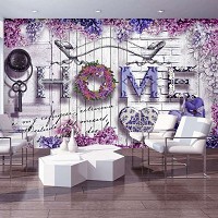 Флизелиновые фотообои на кухню 312x219 см Надпись HOME с цветами (10234VEXXL)+клей