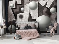 Абстрактні флізелінові фотошпалери на стіні 312x219 см 3D Сірі кулі та куби у просторі (10235VEXXL)+клей - вид 7 мініатюра
