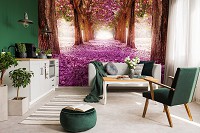 Флизелиновые фотообои Деревья Пейзаж Природа 312x219 см Аллея усыпанная лепестками цветов (10236VEXXL)+клей