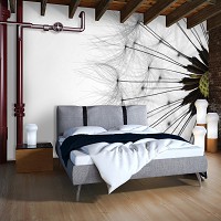 3д флизелиновые фотообои в спальню цветы 254x184 см макросъемка одуванчика на белом фоне (1023V4)+клей