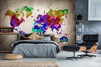 Флизелиновые фотообои на всю стену 416x254 см Красочная карта мира (10247VEXXXL) +клей