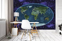 Флизелиновые фотообои в коридор 312x219 см Карта мира на фоне звезд (10251VEXXL)+клей - вид 6 миниатюра