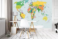 Флизелиновые фотообои в коридор Политическая карта мира (10253V)+клей