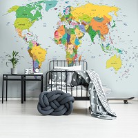 Флизелиновые фотообои 460x300 см Политическая карта мира (10253V12) +клей