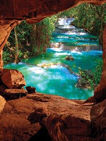 Флізелінові 3д фотошпалери природа краєвид 206x275 см Печера з струмочком (10255VEA)+клей - вид 1 мініатюра