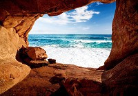 Морской пейзаж флизелиновые 3д фотообои 254x184 см Каньон - Пещера с видом на океан (10256V4)+клей - вид 1 миниатюра