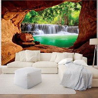Природа флизелиновые 3д фотообои 312x219 см Водопад и пещера (10258VEXXL)+клей