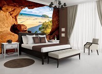 Флизелиновые фотообои 3д фото 312x219 см Вид из пещеры на пляж (10259VEXXL)+клей