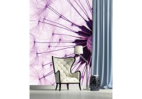 3д флизелиновые фотообои в спальню цветы 184x254 см макросъемка розового одуванчика (1025V4A)+клей