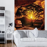 Флизелиновые 3д фотообои в африканском стиле 206x275 см Вид из пещеры на закат (10260VEA)+клей