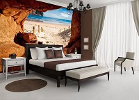 3д природа флизелиновые фотообои море 368x254 см Вид на пляж из пещеры (10263V8) +клей