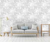 Флизелиновые фотообои абстракция в интерьере 368x254 см Орнаменты Белые Цветы (10293V8) +клей