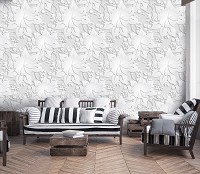 Флизелиновые фотообои в интерьере 312x219 см Орнаменты Белые Цветы (10293VEXXL) +клей