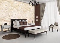 Флизелиновые фотообои 312x219 см Узоры Орнаменты Бежевые Цветы (10294VEXXL)+клей