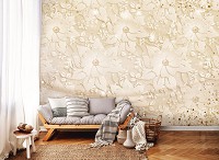 Флизелиновые фотообои абстракция в интерьере 416x254 см Узоры Орнаменты Бежевые Цветы (10294VEXXXL)+клей