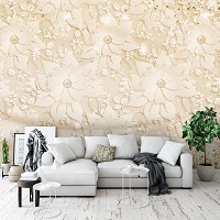 Флизелиновые фотообои абстракция 254x184 см Узоры Орнаменты Бежевые Цветы (10294V4)+клей