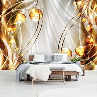 Флизелиновые фотообои абстракция 368x280 см Золотые шары и линии (10296V10) +клей