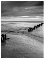 Флизелиновые фотообои 206x275 см Черно-белый морской пляж (1029VEA) +клей - вид 1 миниатюра