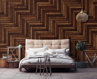 Флизелиновые фотообои Деревянный темный паркет (10301V)+клей