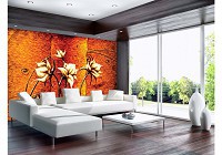 Флизелиновые фотообои в интерьере 312x219 см Искусство Нарисованные Цветы (10304VEXXL)+клей