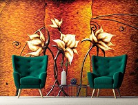Флизелиновые фотообои в интерьере 416x254 см Искусство Нарисованные Цветы (10304VEXXXL)+клей