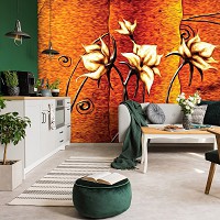 Флизелиновые фотообои на стену 368x254 см Искусство Нарисованные Цветы (10304V8)+клей