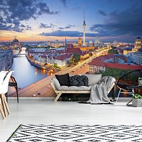 Флизелиновые фотообои городов мира 416x254 см 3Д Панорама Берлина (10307VEXXXL)+клей