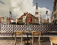 Флизелиновые фотообои на всю стену 416x290 см 3Д Город Познань Вид на Ратушу (10308VEXXXXL) +клей