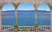 Флізелін - ремонт залу з фотошпалерами 416x254 см Море и арки (1030VEXXXL)+клей - вид 1 мініатюра