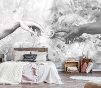 Искусство флизелиновые фотообои 368x254 см Художественная репродукция Сотворение Адама - Руки (10313V8) +клей