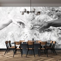 Искусство флизелиновые фотообои 312x219 см Художественная репродукция Сотворение Адама - Руки (10313VEXXL) +клей