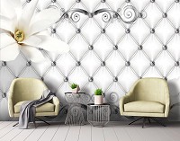 3д флизелиновые фотообои 520x318 см Стеганый узор и два белых цветка (10314VEXXXXXL) +клей