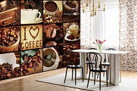 Флизелиновые фотообои для кухни 368x254 см Я люблю кофе коллаж (10315V8) +клей